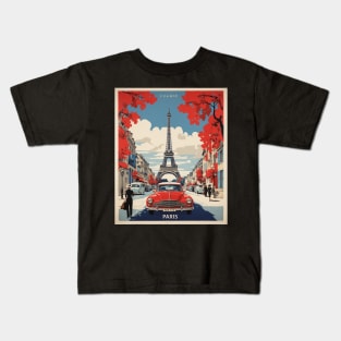 Paris Eiffel Tower France Vintage Poster Tourism 3 Kids T-Shirt